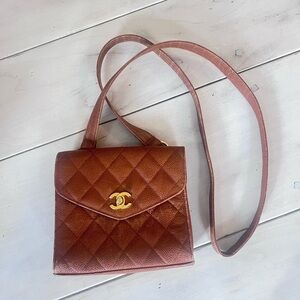 Chanel Cognac Quilted Crossbody Bag